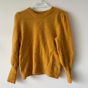 H&M Mustard Yellow Puff Sleeve Sweater knit cozy texture pullover – Size M